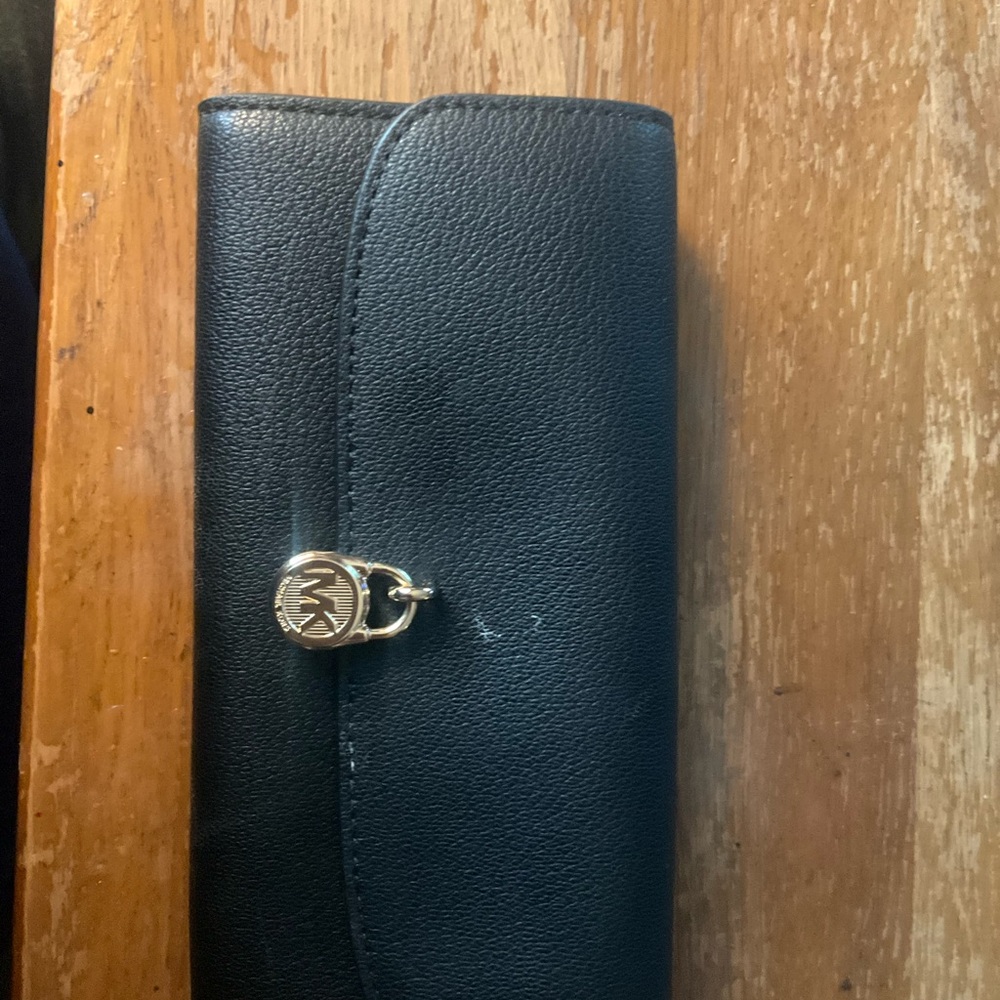 Michael Kors Black Wallet with Gold Emblem